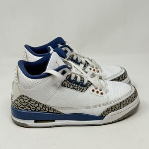 Nike Air Jordan 3 Retro Washington Wizards Youth Size 6 White Blue Shoes Sneaker